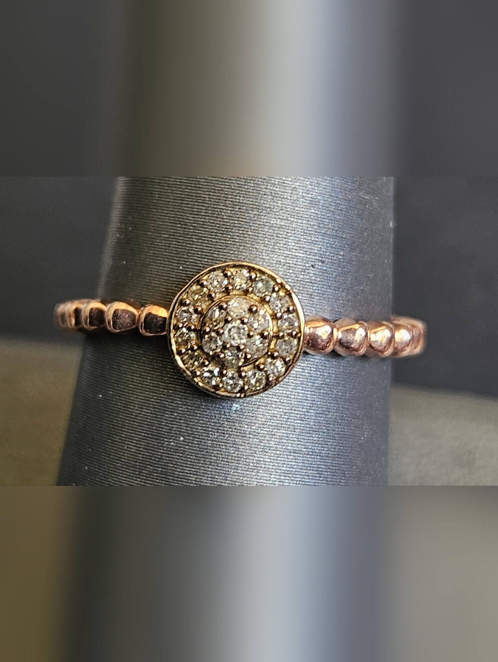 Natural Champagne Diamond Ring in Rose Gold  Vermeil Over Sterling sz 9
